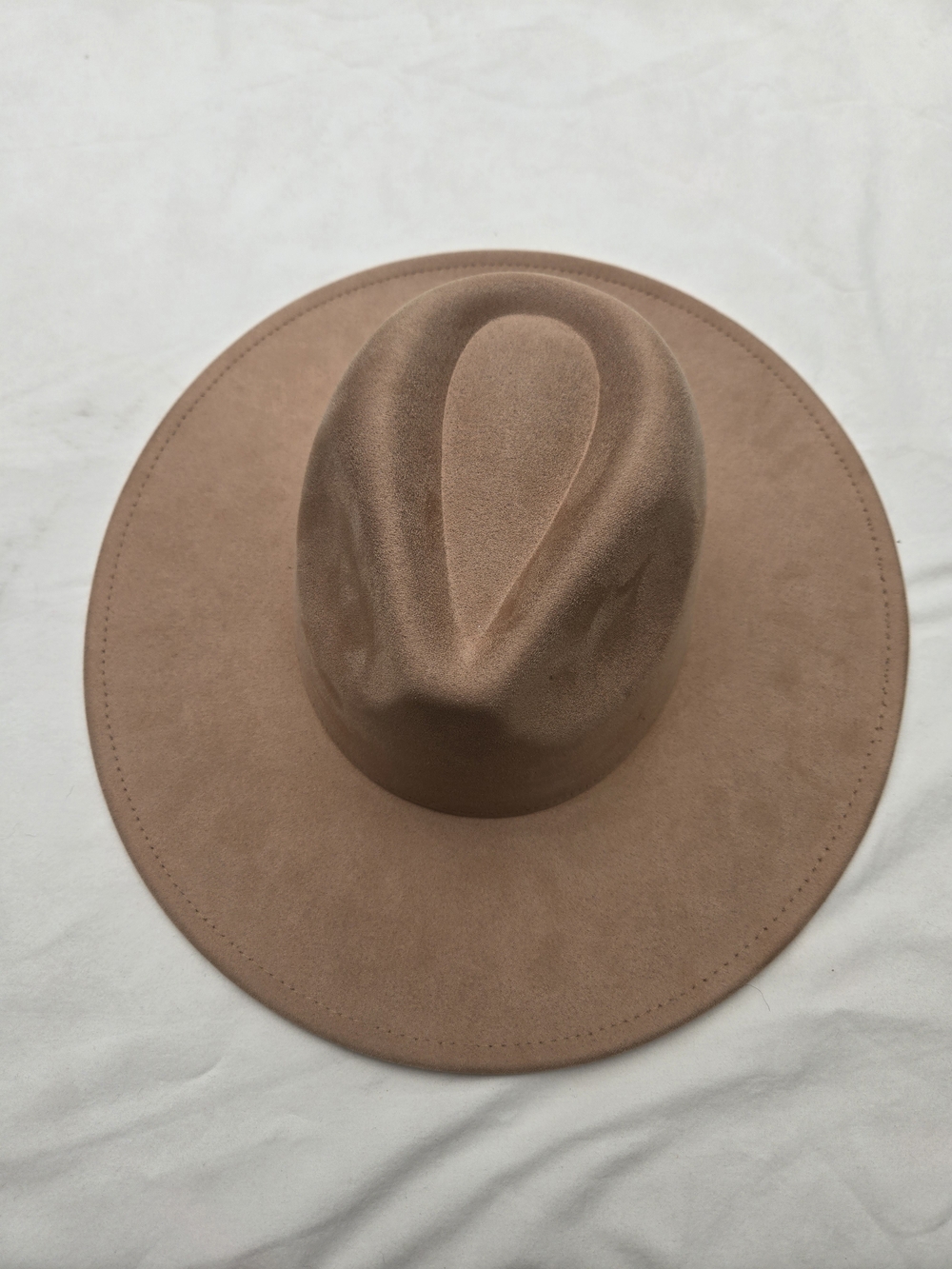 Wide Brim Felt Fedora Hat - Tan